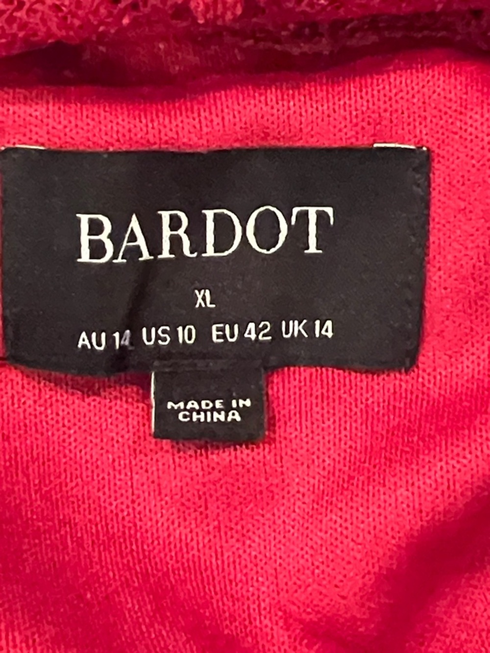 Bardot Adoni Off the Shoulder Long Sleeve Maxi Dress Deep Red Size US 10 - Picture 2 of 8